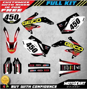 Full Custom Graphic Kit GEICO STYLE HONDA CRF 450 X 2005 - 2016 decals - Bild 1 von 2