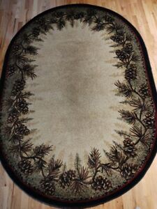  Oval Lodge Cabin Pinecone Lodge Cabin Forest Area Rug **FREE SHIPPING**