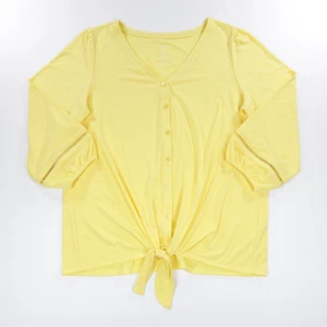 Sonoma Women's V-Neck Long Sleeve Button Tie Hem Maternity Top Yellow Size M - Picture 1 of 8