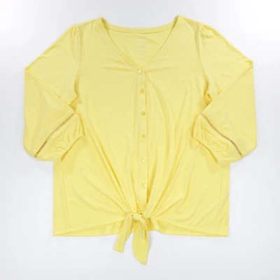 Sonoma Women's V-Neck Long Sleeve Button Tie Hem Maternity Top Yellow Size M - Image 1 of 4