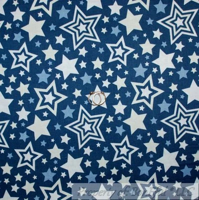 BonEful Fabric FQ Cotton Quilt Navy Blue White American STAR Super Hero Boy Mask - Image 1 of 4