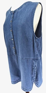 Top túnica sin mangas J. JILL Denim TENCEL/LINO azul botón parcial talla L usado en excelente estado * - Imagen 1 de 7