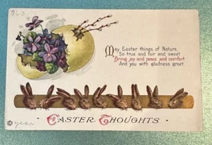 Easter Chocolate Rabbit Heads Embossed across bottom of Postcard - Picture 1 of 2