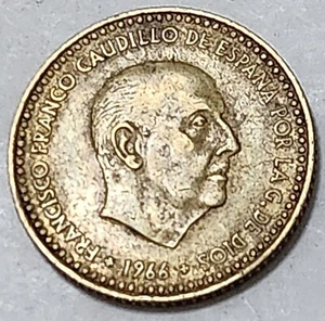 SPAIN ๐ช๐ฆ ONE (1) PESETA COIN 1966 SERIES (MINTED IN 1972) (FRANCOIST ERA) - Picture 1 of 3