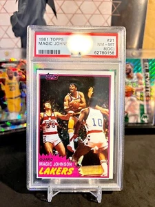 ⭐️ Tarjeta de Magic Johnson 1981 Topps #21 PSA 8 OC CASI NUEVA/COMO NUEVA RETIRADA HOF LAKERS 🔥🔥 - Imagen 1 de 2