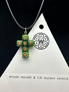 Authentic Murano Glass Millefiori Cross Pendant Necklace - ML - 11 - Picture 1 of 8