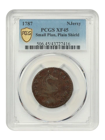 1787 New Jersey PCGS XF45 (Small Planchet, Plain Shield) Cover