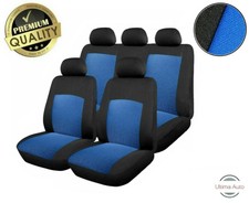 6 piece complete blue-black fabric car seat covers set universal washable bag