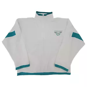 Vintage 90s University of Dallas XL Quarter Zip Pullover White Teal Windbreaker - Picture 1 of 23