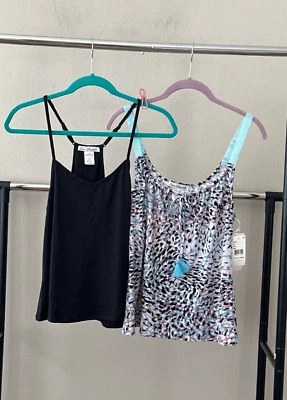 Lot of 2 Linea Donatella Sz S Jersey Soft Knit Camisole Cami Pajama Top Bundle - Image 1 of 4