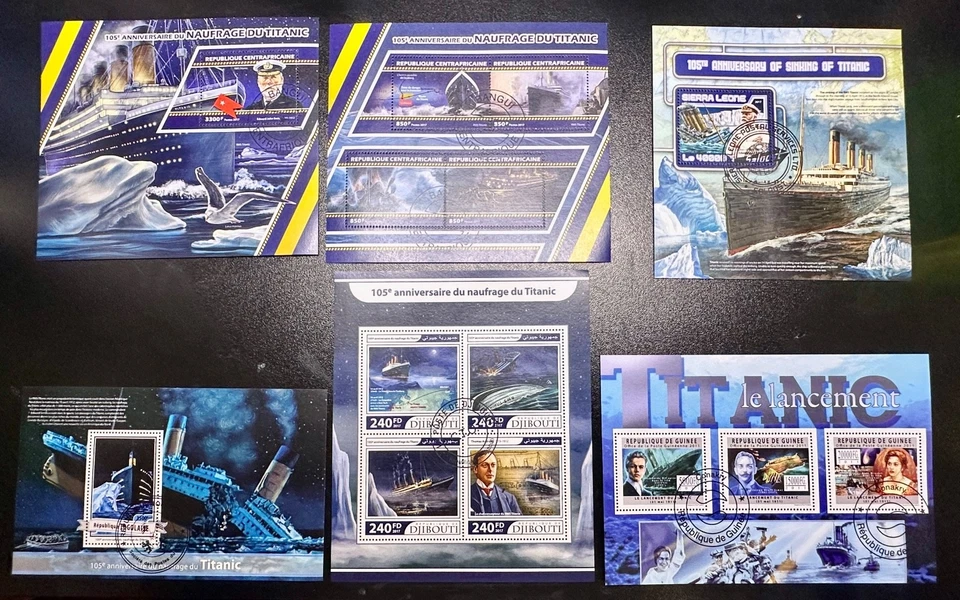 B538, 6 Large Souvenir Sheets Featuring Titanic - Image 1 of 1