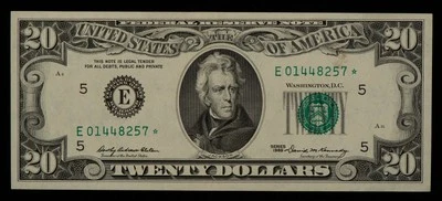 FR 2067-E* $20 1969 Federal Reserve Note US - Star Note - AU+ - SKU-CA1418 - Image 1 of 2