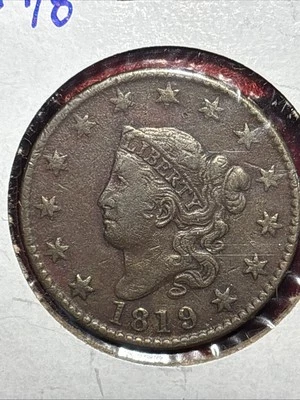 1819/8 Matron Head Large Cent N.2 Free Shipping - Image 1 of 4