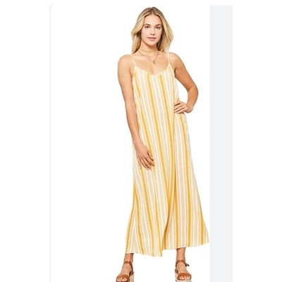 Traje de baño Billabong fluido amarillo y blanco a rayas de una pieza encubrimiento talla S Foto 1 de 4