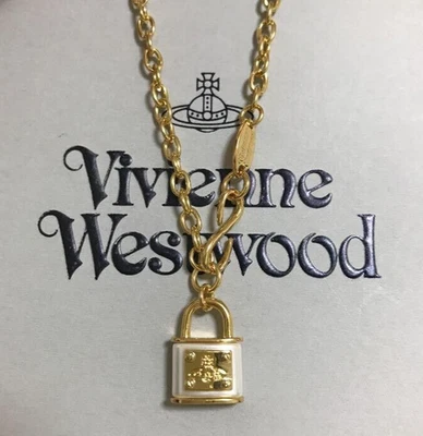 Vivienne westwood Orb Padlock Chain Gold Necklace choker Lock with drawstring - Image 1 of 4