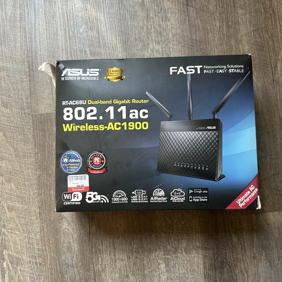 *NEW* ASUS AC1900 1300Mbps Dual-band Gigabit Wireless AC Router (RT-AC68P) - Image 1 of 4