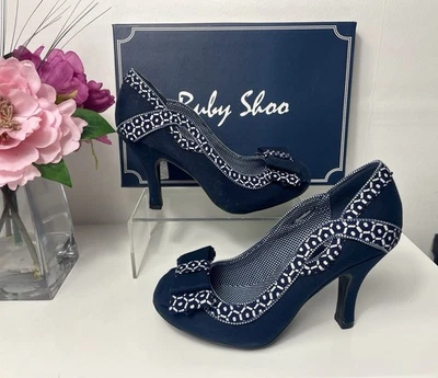RUBY SHOO - Navy & White Ladies Court Shoe - Size UK 5 EU 38 - New In Box - Image 1 of 4