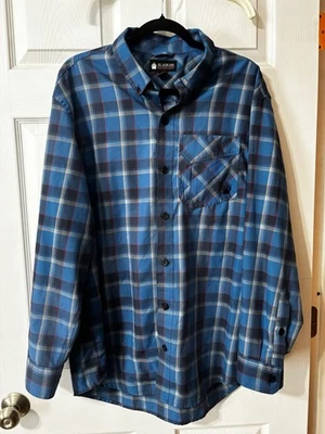 Alaskan Hardgear Duluth Trading Shirt Mens XL Tall Blue Plaid Button Up Twill - Image 1 of 4