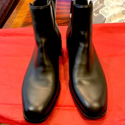 La Cannadienne Mujer Talla 10 M Negro Cuero Botines Cremallera Lateral y Puntera Ovalada Foto 1 de 4