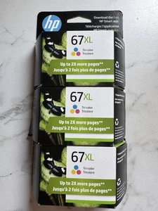HP 67XL High Yield Tri-color Original Ink Cartridge, (3 Packs) Exp. 2026. New! - Bild 1 von 4