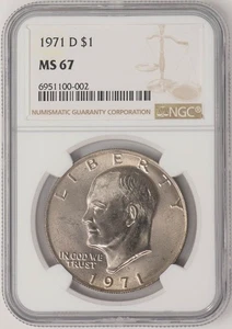 1971-D MS67 Eisenhower Dollar $ Ike MS67 NGC 947897-2 - Picture 1 of 4