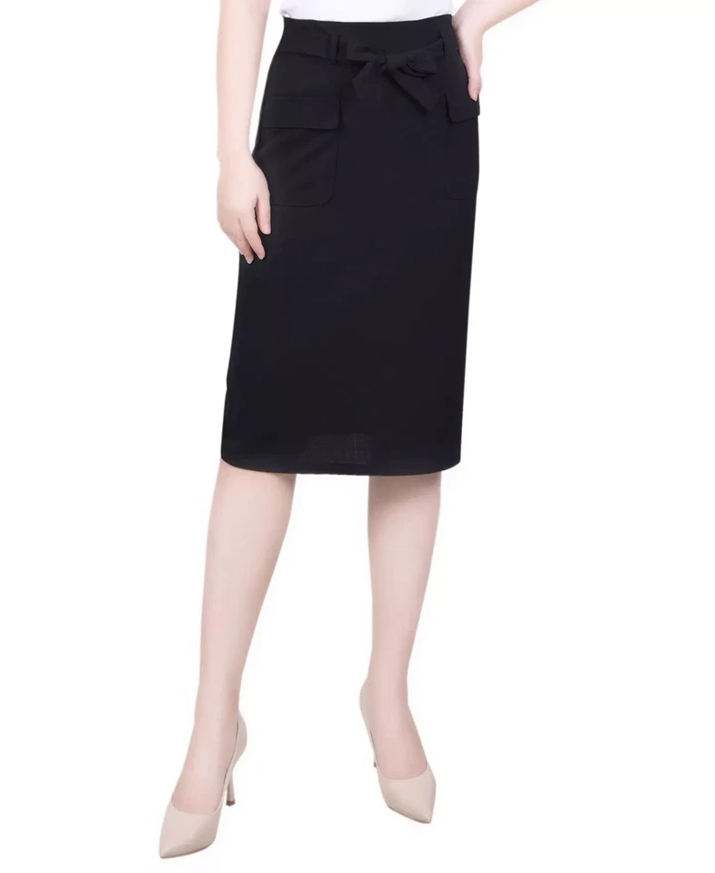 NY Collection Women's Petite Skirt PL Slim Belted Scuba Crepe - Image 1 of 3