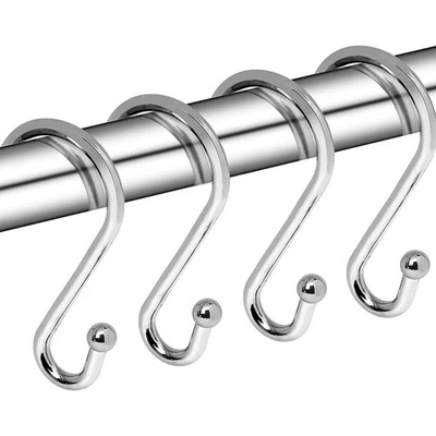 Juego de 12 ganchos de cortina de ducha de metal - ganchos cromados S a prueba de óxido para cortinas y Foto 1 de 2