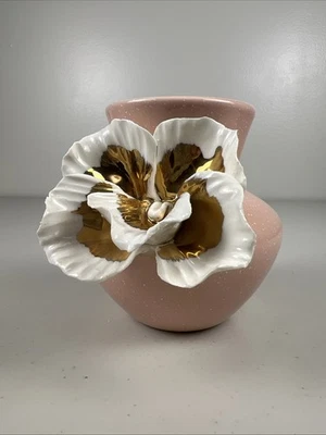Jarrón Anthropologie Flor Dorada Pecas Rosa Blanco Oro Orquídea Descatalogado Foto 1 de 4