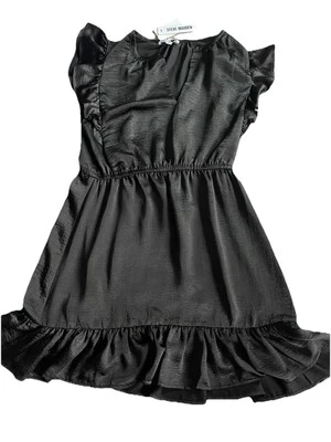 Nuevo con etiquetas Minivestido Steve Madden Verona Plisado Manga Gorra, Talla Grande Negro Foto 1 de 4