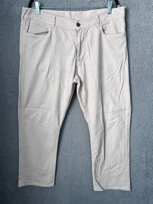 Calça masculina Canali 1934 36x28 bege fina reta frente plana chino casual preppy - Imagem 1 de 4