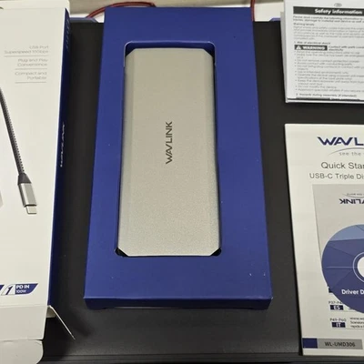 Wavlink USB C Hub Docking Station Triple Display Type-C 100W PD Dual HDMI 4K DP - Image 1 of 4
