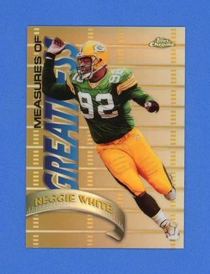 1998 Topps Chrome REGGIE WHITE Measures Of Greatness REFRACTOR Football Card HOF - Image 1 of 2