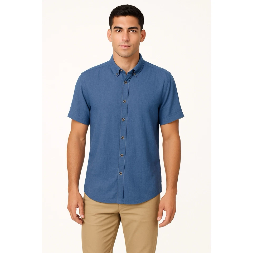 Report Collection Shirt Men’s L Blue Short Sleeve Casual Button Front - Image 1 of 4