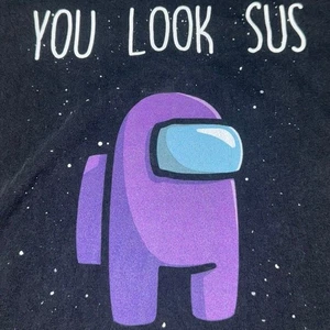 Among Us T Shirt You Look Sus Purple Crewmate Graphic Tee Size Large Gamer - Picture 1 of 5
