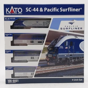 Kato 106-9001 N Amtrak SC-44 & Amtrak Pacific Surfliner 4 Unit Base Set - Picture 1 of 6