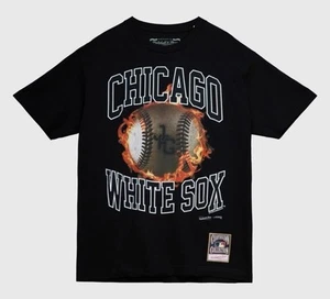 Mitchell & Ness Chicago White Sox Flame Tee Men’ T Shirt Size Large Black - Picture 1 of 4