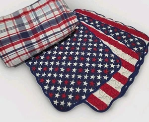 Tablecloth & 4 Placemats Celebrate Americana Plaid 56×90" 4th July USA Picnic - Picture 1 of 18