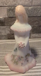 Fenton Art Glass White Satin Bridesmaid Doll Figurine Hand Painted 7" Signed - Picture 1 of 6