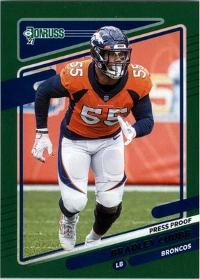 2021 Donruss Press Proof Green #182 Bradley Chubb - FB - Image 1 of 2