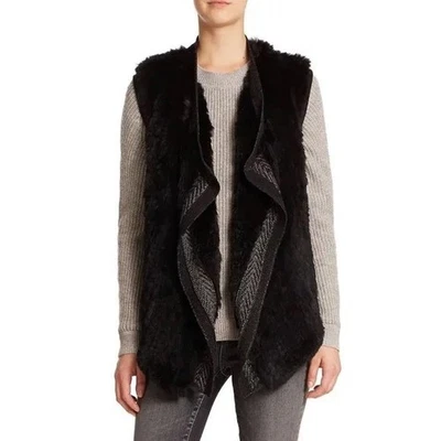 Chaleco Suéter VINCE Rex Piel de Conejo Cortina Frontal Materiales Mezclados Tejido Espalda X-Pequeño Foto 1 de 4