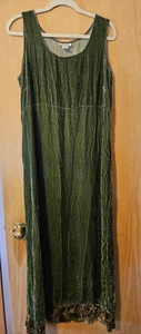 SAREET Dress Velveteen Green X-Large Tank Top Style Straps Ruffle on The Hem - Picture 1 of 7