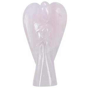 Rose Quartz Gemstone Hand Carved Pocket Angel Figurine Peace Guardian Good Lu... - Picture 1 of 8