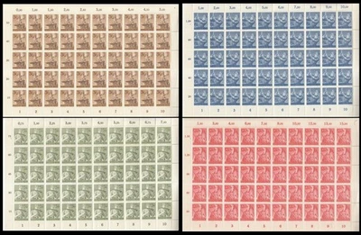 Sello Alemania Mi 850-3 Sc B237-40 Hoja 1943 Segunda Guerra Mundial Reich Trabajo Servicio MNH Foto 1 de 4