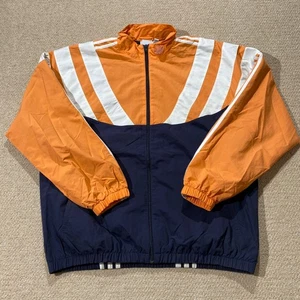 Adidas Tracksuit Top Mens XL Loose Fit Navy Orange Balanta 96 Trefoil Originals - Picture 1 of 11