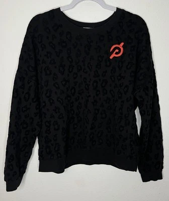 Sudadera Peloton Mujer Mediana Rara Flocada Estampado Guepardo/Leopardo Negra Foto 1 de 4