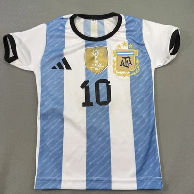 Adidas Messi Training Jersey Youth Football Soccer White/Semi Blue Kids Size 4 - Image 1 of 4