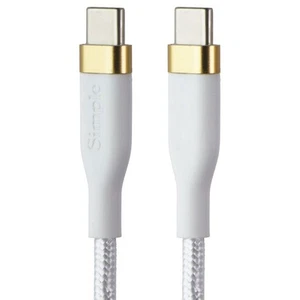 S. Simple (4-Ft) USB-C to USB-C Tough-Knit Braided Cable - White/Gold - Picture 1 of 3