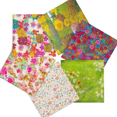 Cuadrados de tela para acolchar retazos florales de 18"x18" 6 piezas | Paquete de costura gris con... Foto 1 de 4