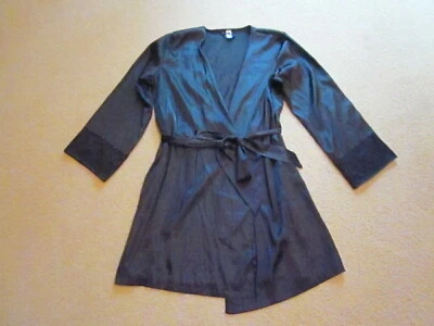 Bata New Directions Intimates para mujer L/XL negra manga larga con corbata cintura Foto 1 de 4