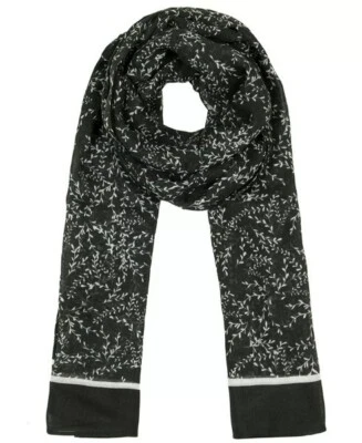 Bufanda Larga Rebecca Minkoff Mujer Scattered Vine - Estampado Negro - 70" x 24" Foto 1 de 4